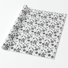 Svartvit Snöflingor Presentpapper