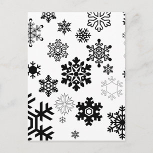 Svartvit Snöflingor Vykort