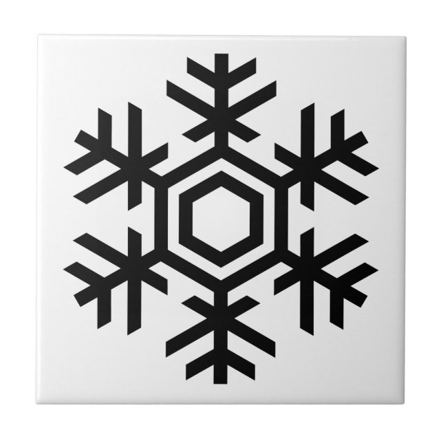Svartvit snöflummel kakelplatta (Framsidan)