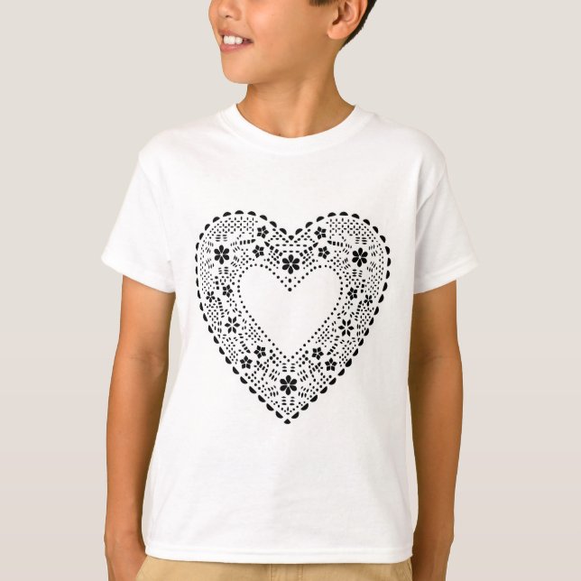 Svartvit Snöre Heart Tee (Framsida)
