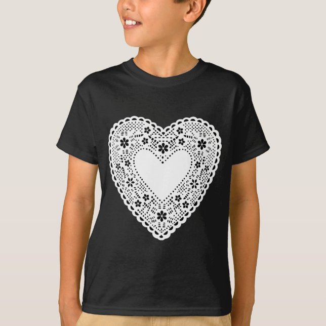 Svartvit Snöre Heart Tee (Framsida)