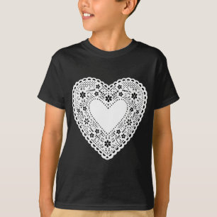 Svartvit Snöre Heart Tee Shirt