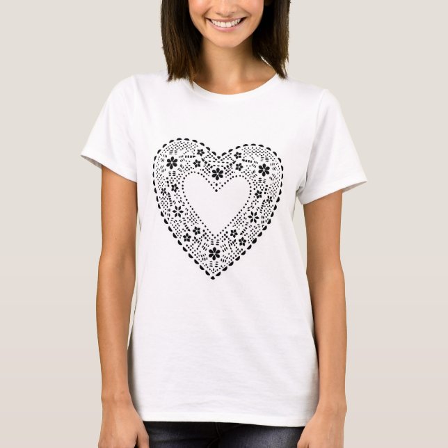 Svartvit Snöre Heart Tröja (Framsida)