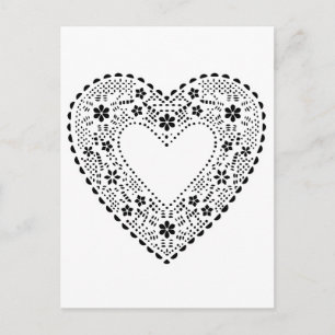 Svartvit Snöre Heart Vykort