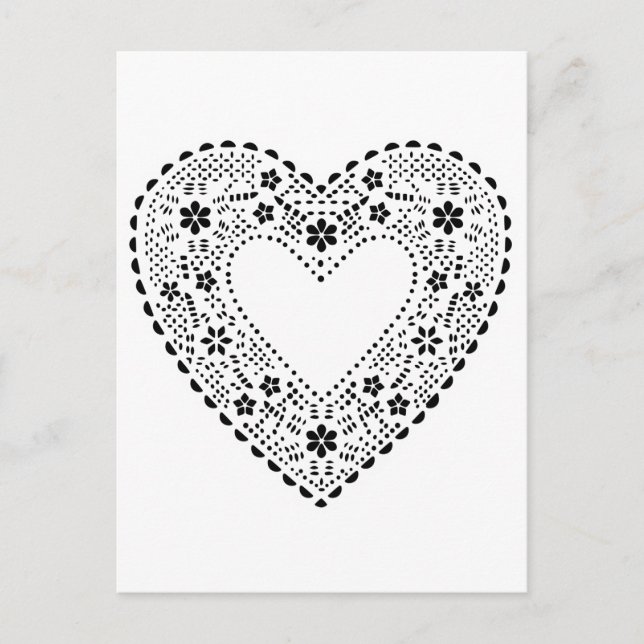 Svartvit Snöre Heart Vykort (Framsida)