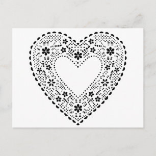 Svartvit Snöre Heart Vykort