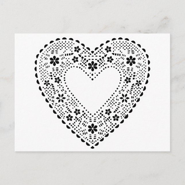 Svartvit Snöre Heart Vykort (Framsida)