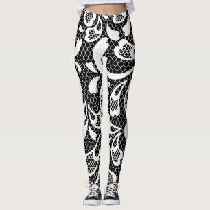 Svartvit Snöre Leggings