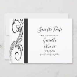Svartvit snurra Bröllop spara datum Inbjudningar