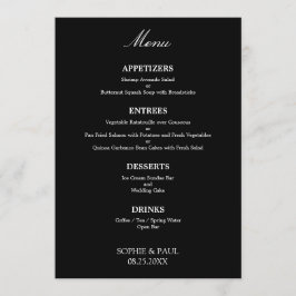 Svartvit Snyggt Elegant bröllop Menu Meny