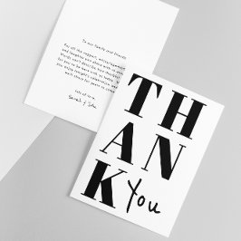 Svartvit Snyggt - minimalistisk fet Bröllop Tack Kort