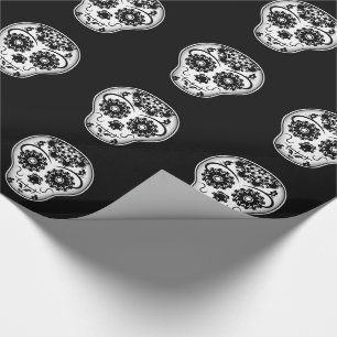 Svartvit sockerskalleday of the dead presentpapper