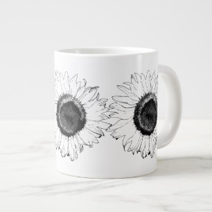 Svartvit solros jumbo mugg