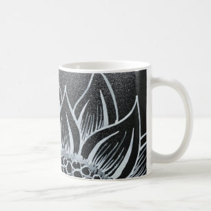 Svartvit solros Mugg