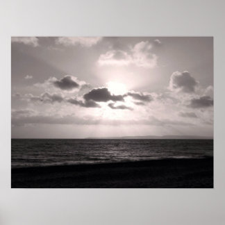 Svartvit solstråle poster