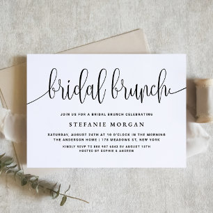 Svartvit Söt Calligraphy Möhippa Brunch Inbjudningar