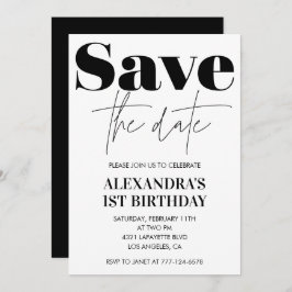 Svartvit - spara datumet inbjudningar