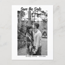 Svartvit spara datumet QR lägg till webbplats namn Vykort