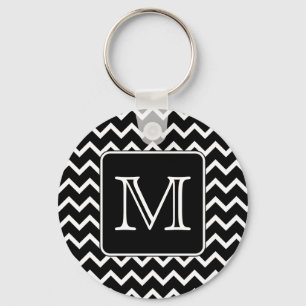 Svartvit sparre med den beställnings- monogram.en nyckelring