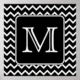 Svartvit sparre med den beställnings- monogram.en poster