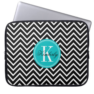 Svartvit sparre med krickamonogramen laptop sleeve