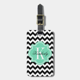 Svartvit sparre med Mintmonogramen Bagagebricka