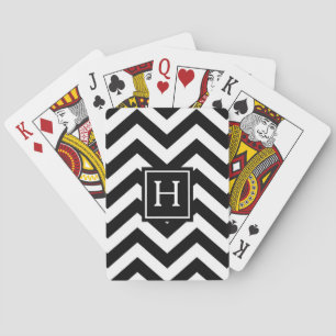 Svartvit sparreMonogram som leker kort Spel Kort