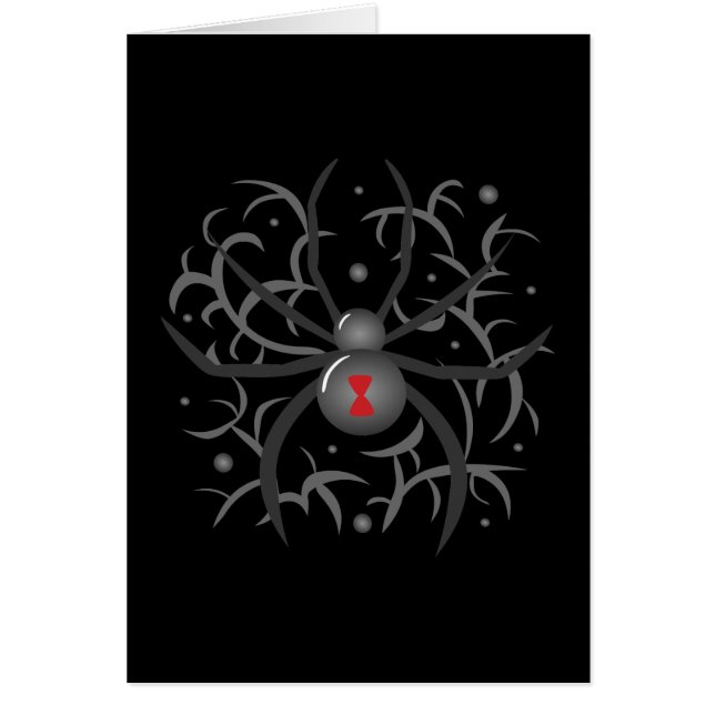 Svartvit spider hälsningskort (Framsidan)