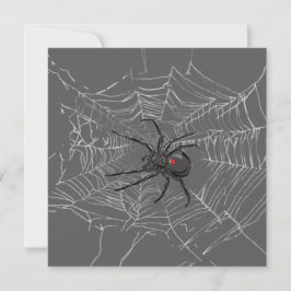 Svartvit spider och Spindelnät Teckning Art Kort