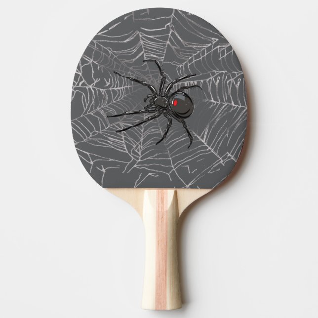 Svartvit spider och Spindelnät Teckning Art Pingisracket (Framsidan)
