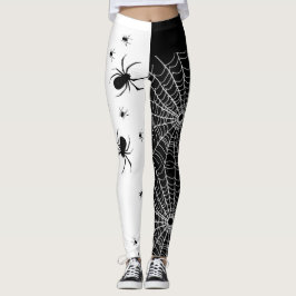 Svartvit spindel leggings