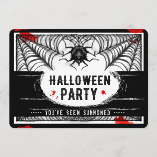 Svartvit Spindelnät Halloween fest Inbjudan