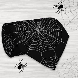 Svartvit spindelnät Halloween mönster Slips