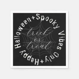Svartvit Spindelnät Modern Happy halloween Pappersservett