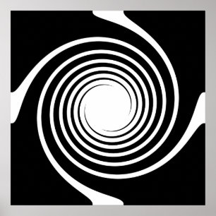 Svartvit spiral design poster