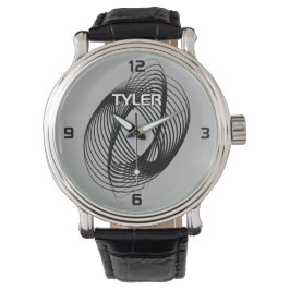 Svartvit Spiral, DIY Namn White & Blk-kontur, Gråt Armbandsur