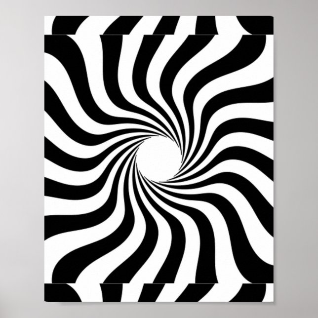 Svartvit spiral-utskrift poster (Framsidan)