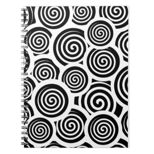 Svartvit spiral-vektor mönster anteckningsbok med spiral