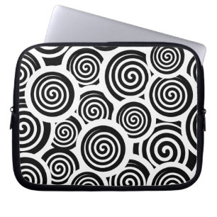 Svartvit spiral-vektor mönster laptop sleeve