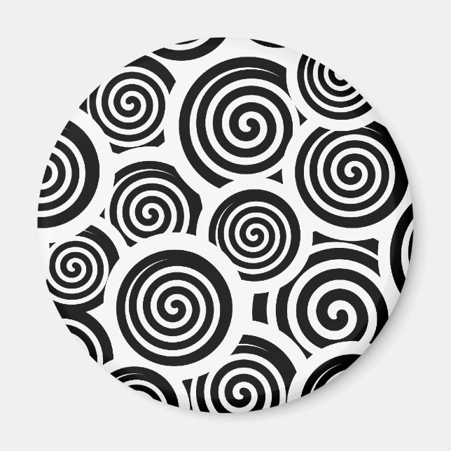 Svartvit spiral-vektor mönster magnet (Framsidan)