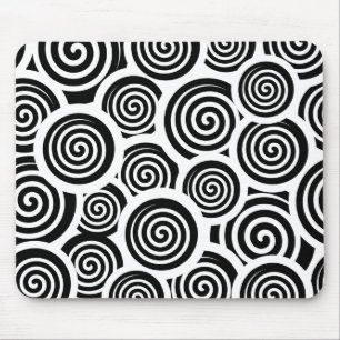 Svartvit spiral-vektor mönster musmatta