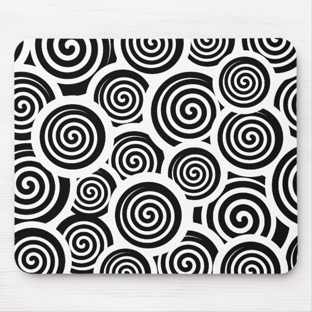 Svartvit spiral-vektor mönster musmatta (Framsidan)
