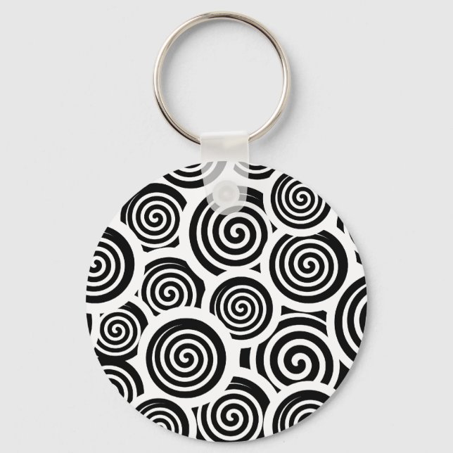 Svartvit spiral-vektor mönster nyckelring (Framsida)