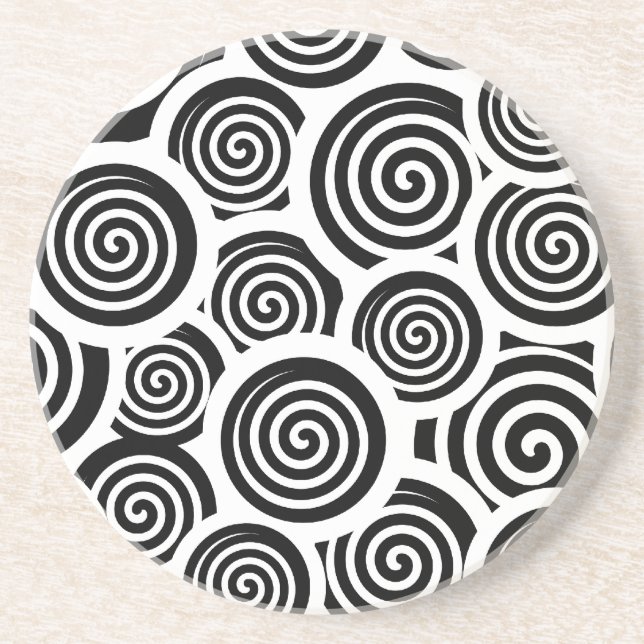 Svartvit spiral-vektor mönster underlägg (Framsidan)