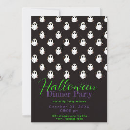 Svartvit Spöken Halloween-middagen Party Inbjudningar