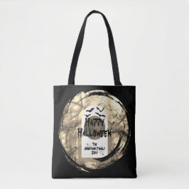 Svartvit Spoky Fladdermus Måne Happy halloween Tygkasse