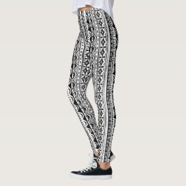 Svartvit stam- randdamasker leggings