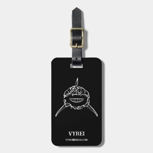 Svartvit stamaktig Underbar vithaj Bagagebricka (Vertikal Framsida)