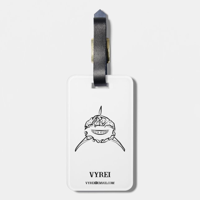 Svartvit stamaktig Underbar vithaj Bagagebricka (Baksidan Lodrät)