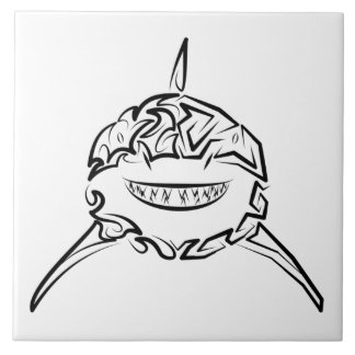 Svartvit stamaktig Underbar vithaj Kakelplatta